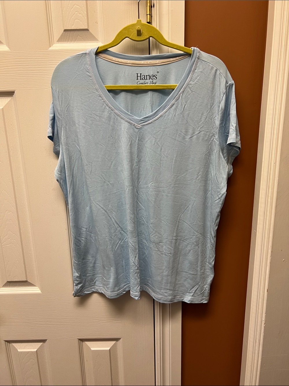 Hanes Light Blue sleep comfort Women's V-Neck Short Sleeve Tee